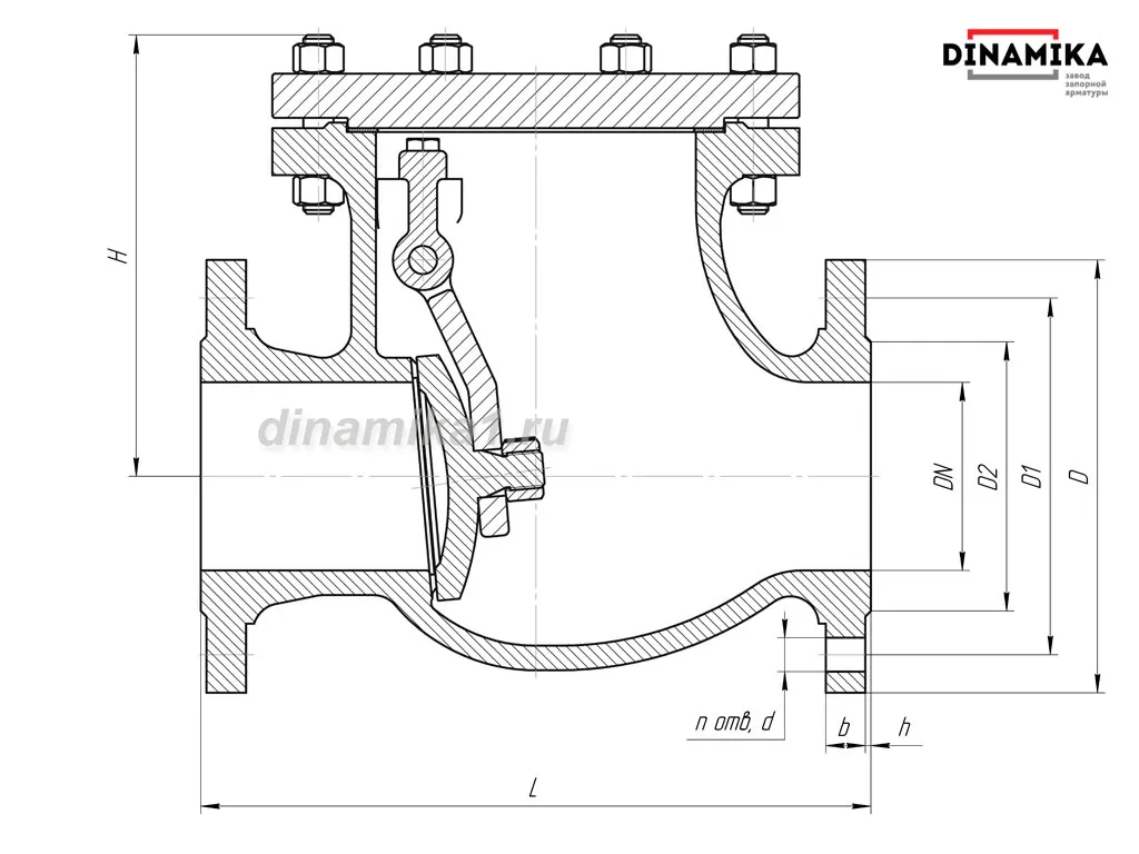 Обратный клапан 19нж76нж Ду100 фланцевый